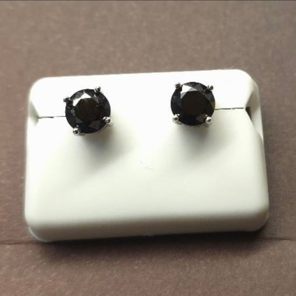 2ctw Black Diamond Stud Earrings 925 Sterling Silver...